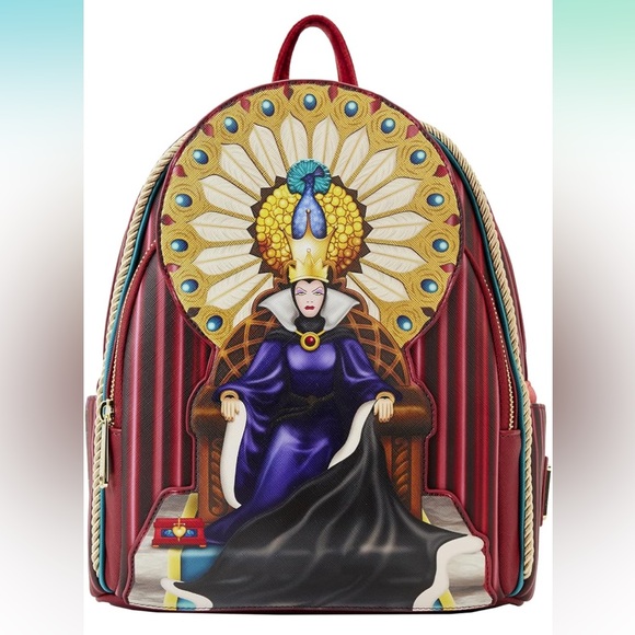 *NWT* LOUNGEFLY Disney Snow White Evil Queen Red Velvet Mini Backpack - Picture 1 of 6